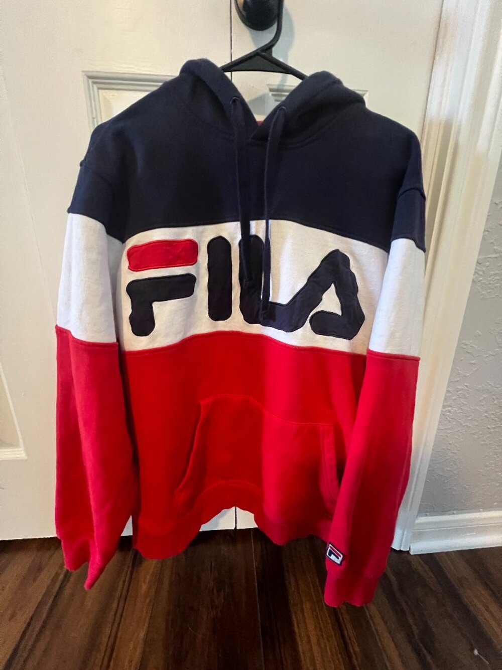 Vintage Unisex Fila Hoodie XL Colorblock Sweatshirt 90s Style